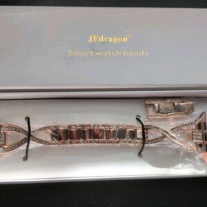 JFDragon Rose Gold Color & Rhinestone Apple Watch Band Adjustable New In Box